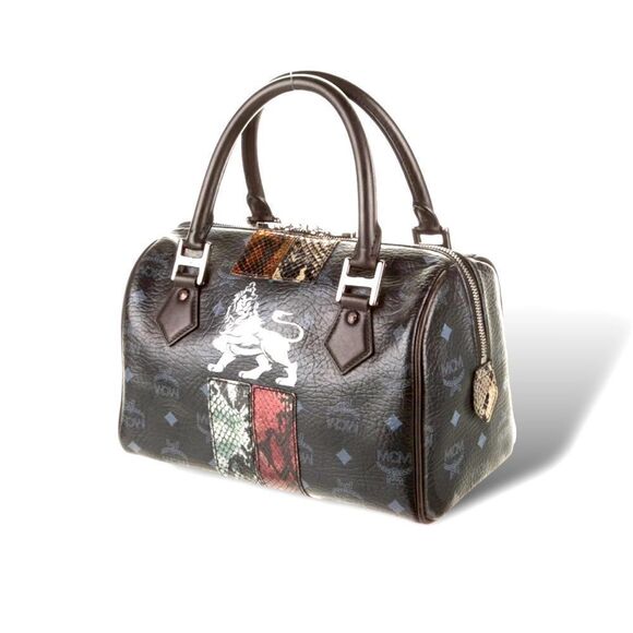 MCM Visetos Python Lion Princess Boston Top Handle Bag - Picture 7 of 13